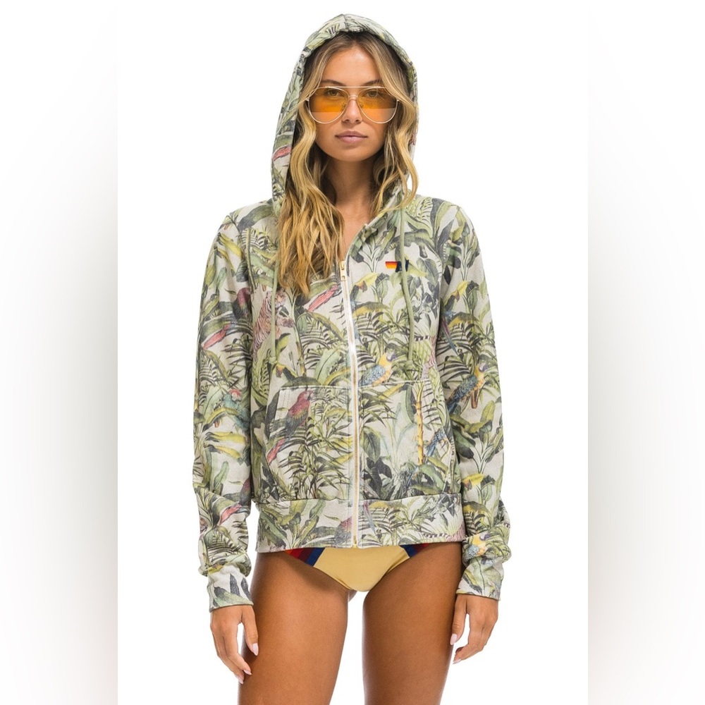 NWT AVIATOR NATION JUNGLE POCKET CLUB SHORTS & ZIP UP HOODIE‎ SET - SAND MEDIUM
